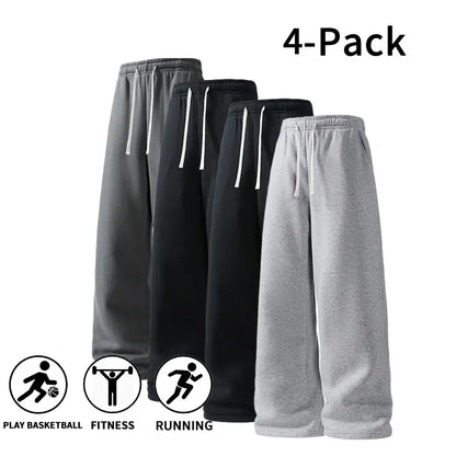 Men's 4-Pack Wide-Leg Sweatpants | Ultra-Soft Casual Athletic Pants