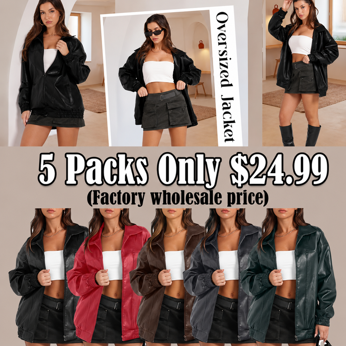 🤲Leather Jacket Women Faux Oversized Motorcycle Bomber Coats 2025 – Bold, Chic & Unstoppable