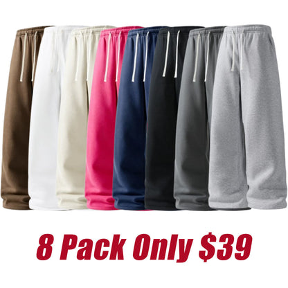 Men's 4-Pack Wide-Leg Sweatpants | Ultra-Soft Casual Athletic Pants