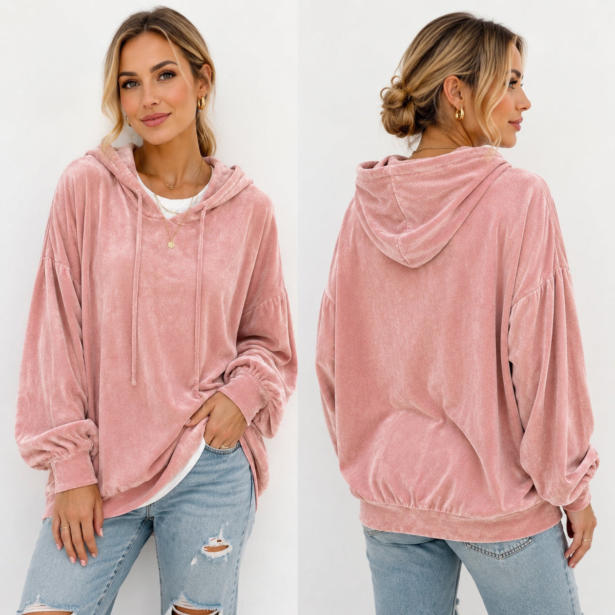 🤲🔥Limited-Time Promotion Women's Loose Velvet Drawstring Hoodie