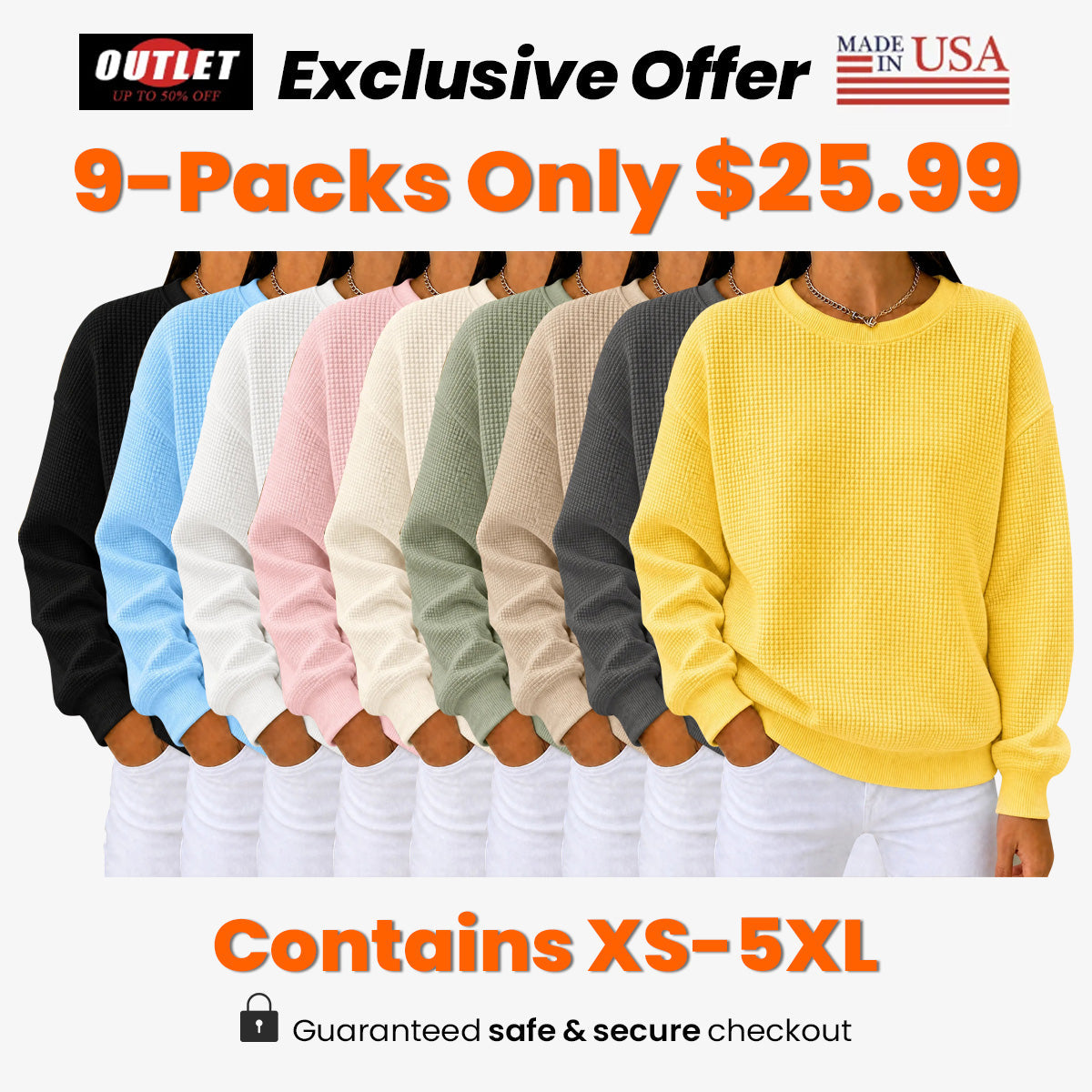 🤲CLEARANCE SALE🔥Women's Waffle Knit Crewneck Sweatshirt