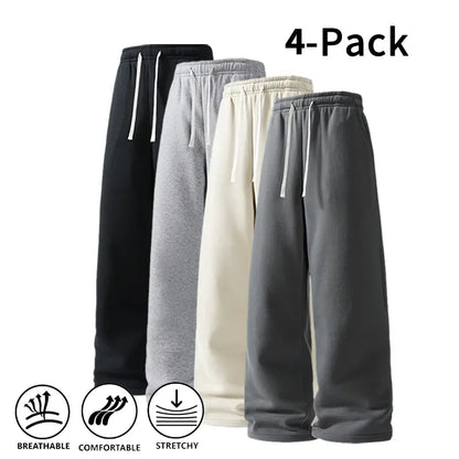 Men's 4-Pack Wide-Leg Sweatpants | Ultra-Soft Casual Athletic Pants