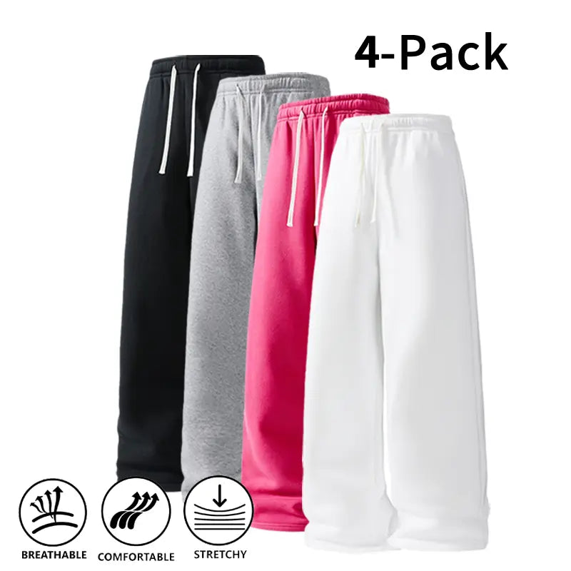 Men's 4-Pack Wide-Leg Sweatpants | Ultra-Soft Casual Athletic Pants