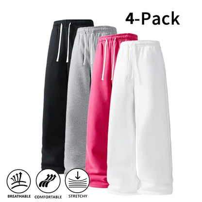 Men's 4-Pack Wide-Leg Sweatpants | Ultra-Soft Casual Athletic Pants