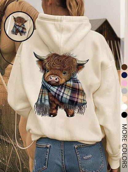 Women's Cute Cow Graphic Sweatshirt | Cozy Casual Crewneck Pullover