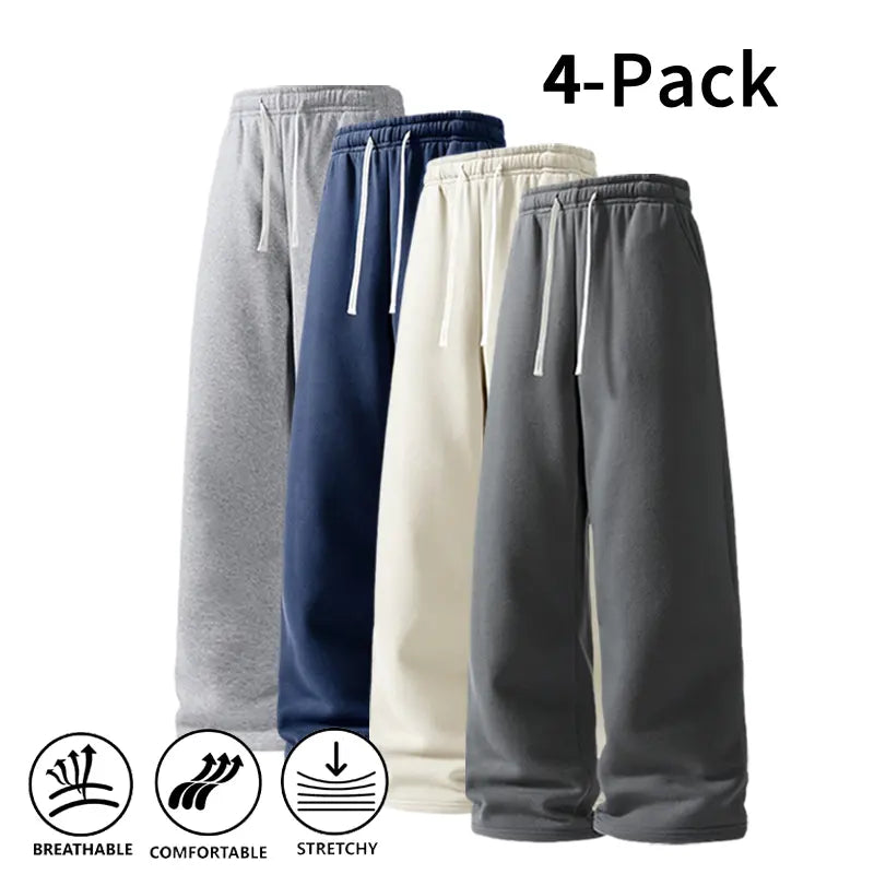 Men's 4-Pack Wide-Leg Sweatpants | Ultra-Soft Casual Athletic Pants