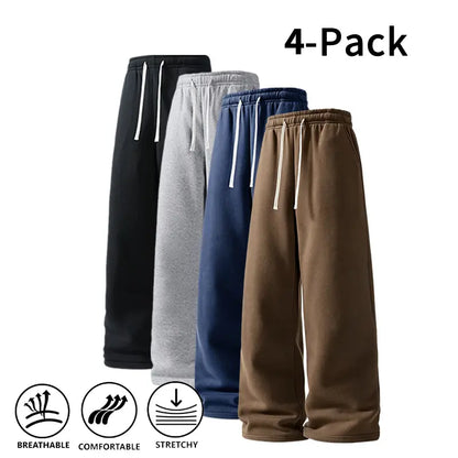 Men's 4-Pack Wide-Leg Sweatpants | Ultra-Soft Casual Athletic Pants