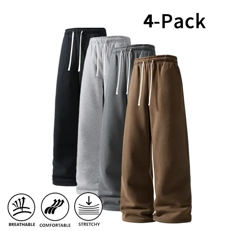 Men's 4-Pack Wide-Leg Sweatpants | Ultra-Soft Casual Athletic Pants