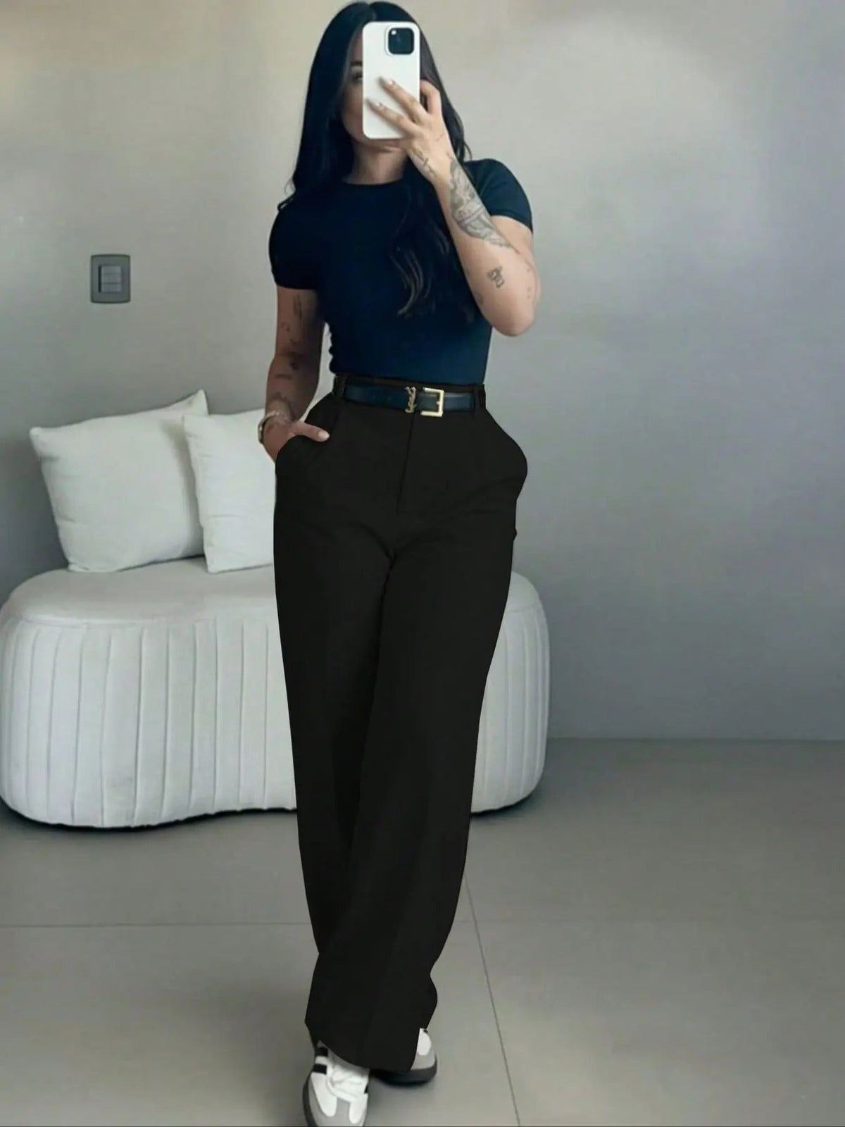 🤲Women's High Waisted Straight Leg Suit Pants Flowy Drape Casual Office Long Trousers with Slimming Effect for Daily Versatile Wear