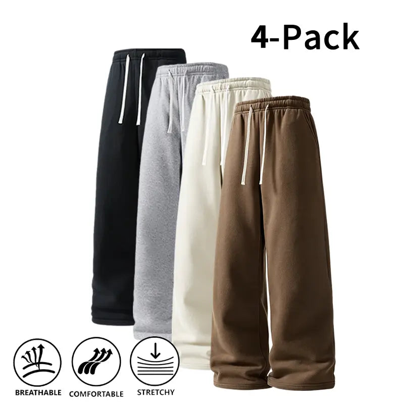 Men's 4-Pack Wide-Leg Sweatpants | Ultra-Soft Casual Athletic Pants