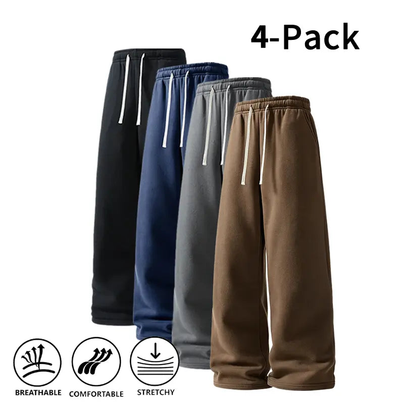 Men's 4-Pack Wide-Leg Sweatpants | Ultra-Soft Casual Athletic Pants