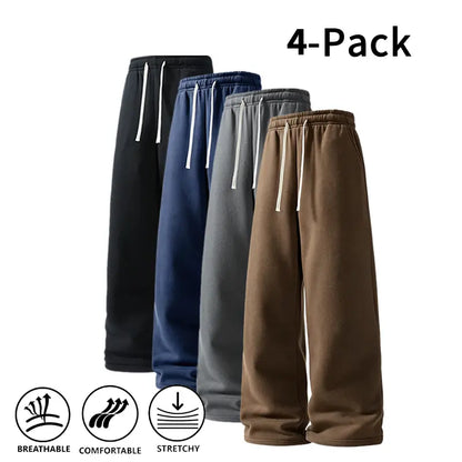 Men's 4-Pack Wide-Leg Sweatpants | Ultra-Soft Casual Athletic Pants