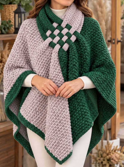 🤲LAST DAY SAVE 49% ⏰Women's Two-tone Woven Knot Knit Poncho
