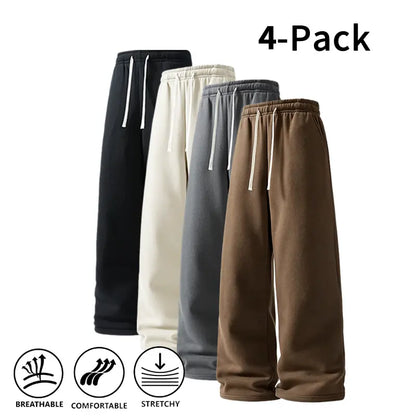 Men's 4-Pack Wide-Leg Sweatpants | Ultra-Soft Casual Athletic Pants
