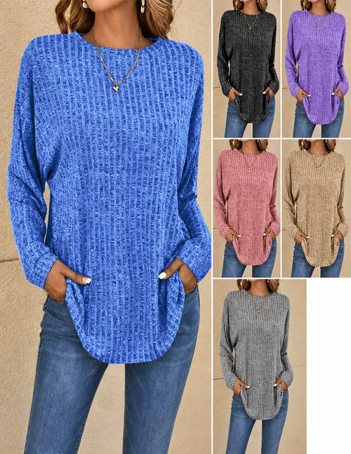 Women's Casual Loose-Fit Knit Top | Soft Long Sleeve Pullover