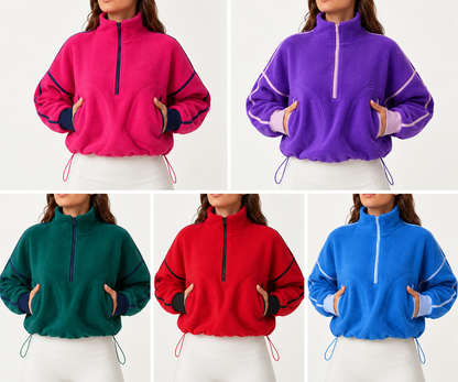💥Women's Half-Zip Sherpa Pullover - Cozy Fleece Long Sleeve Sweatshirt