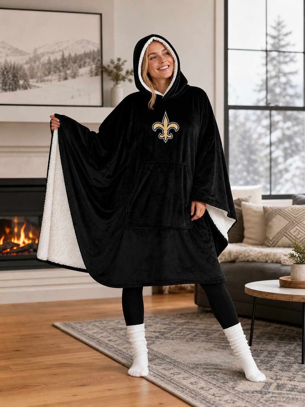 🌸🔥New Arrival🛌Wearable Hooded Blanket with Logo Patch, 60" x 80"🧶