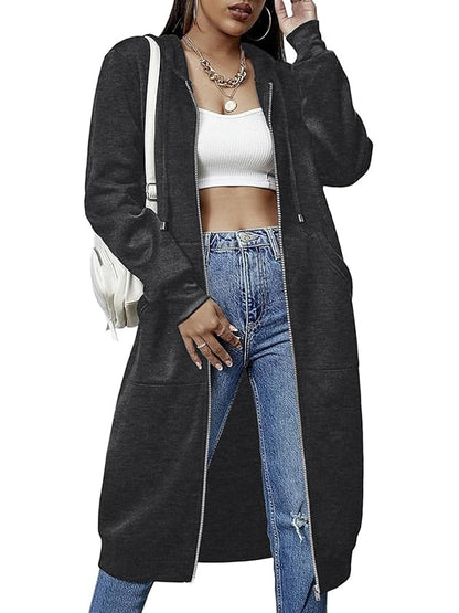 Women's Zip-Up Fleece Hoodie | Cozy Casual Hooded Sweatshirt Jacket