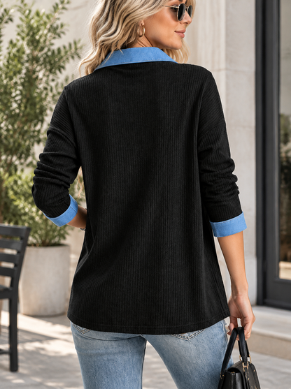 🌸🌸Women V-Neck Long Sleeve Top with Button Detail✨