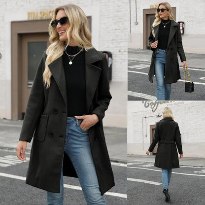 🤲Women's Winter Wool Blend Camel Mid-Long Coat