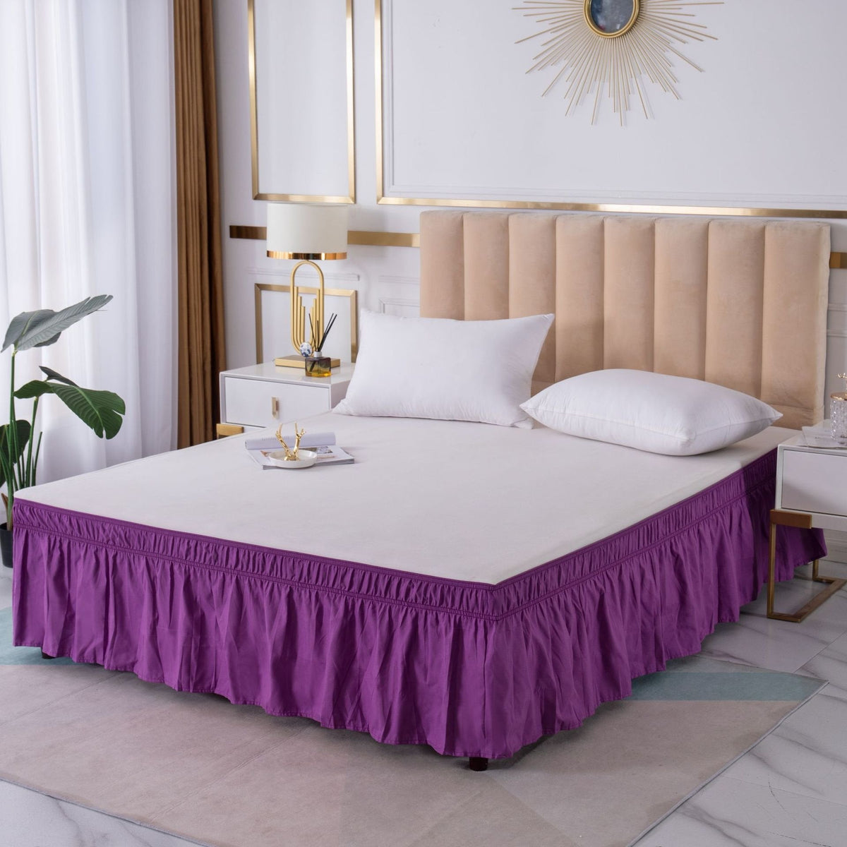 Adjustable Ruffle Bed Skirt – Easy Wrap-Around Elastic Design