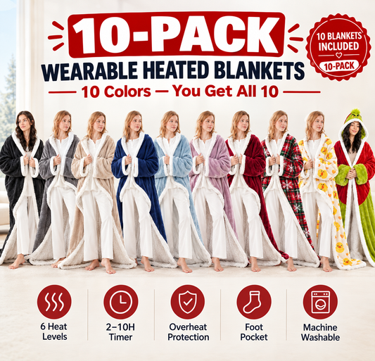 🤲🔥Wearable Heated Blanket with Foot Pocket Sherpa🔥Overheat Protection & Auto Shut-Off