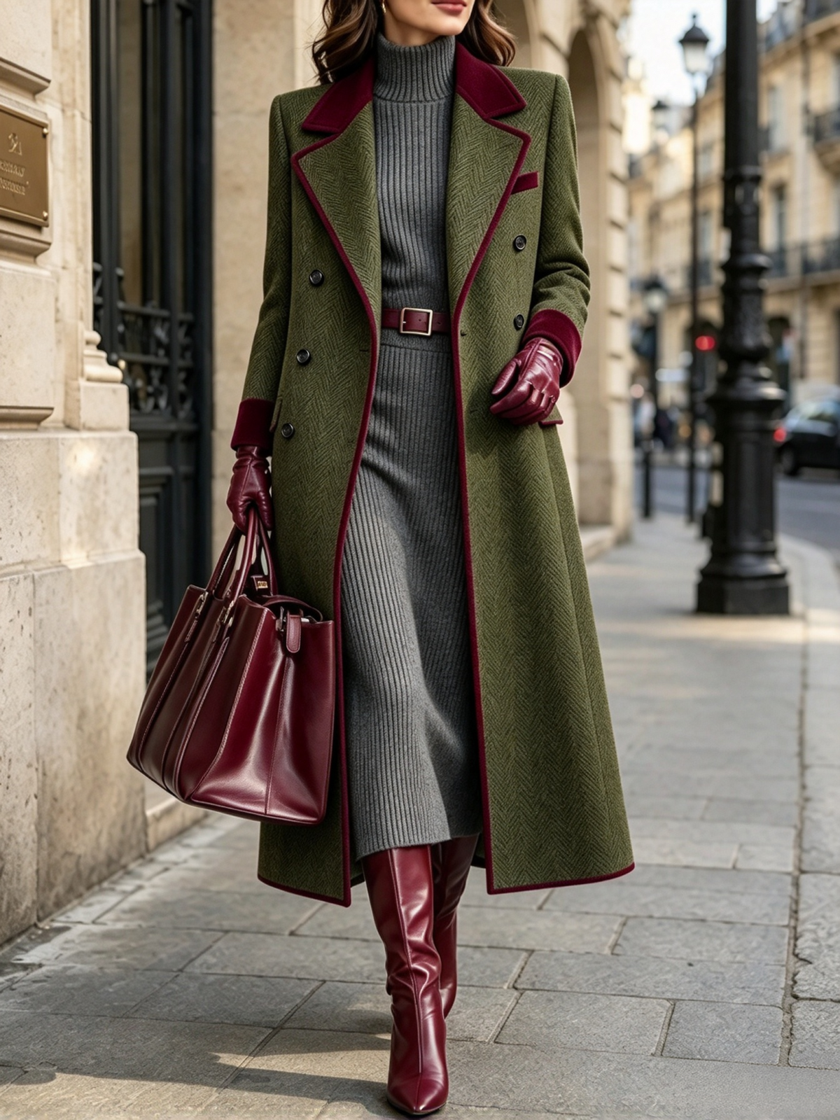 🤲LAST DAY SAVE 49% ⏰Elegant Herringbone Wool-blend Long Coat