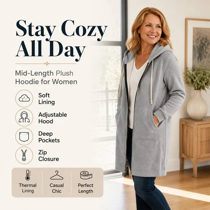 Women's Zip-Up Fleece Hoodie | Cozy Casual Hooded Sweatshirt Jacket