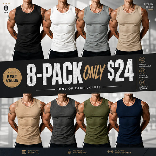 Men's Ribbed Tank Top | Wide Strap Athletic Muscle Shirt