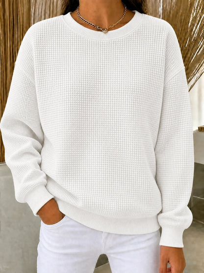🤲CLEARANCE SALE🔥Women's Waffle Knit Crewneck Sweatshirt