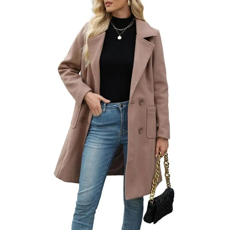 🤲Women's Winter Wool Blend Camel Mid-Long Coat