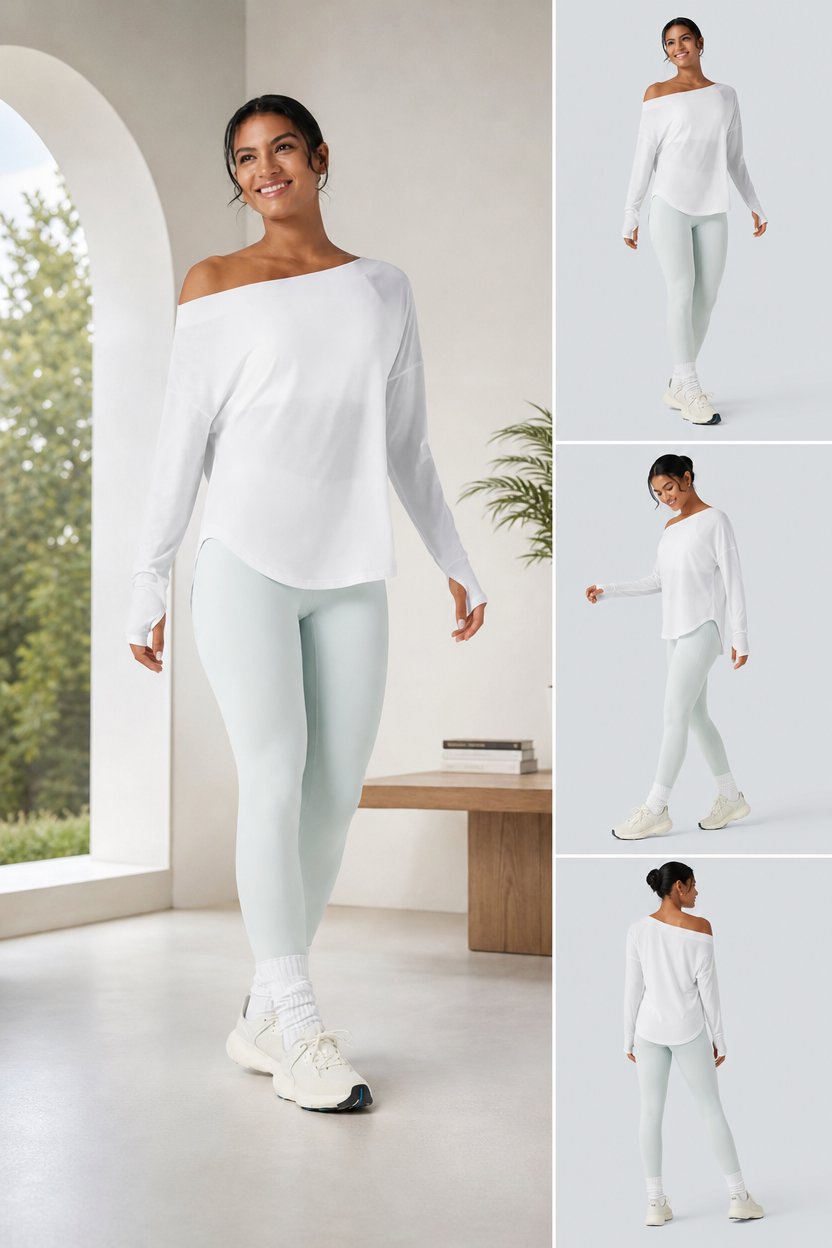 Hot Deal！🤍 One Shoulder Yoga Top with Built-in Bra ✨