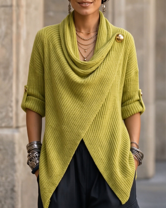 🤲LAST DAY SAVE 49% ⏰Women's Cozy Cowl Neck Asymmetrical Knit Sweater
