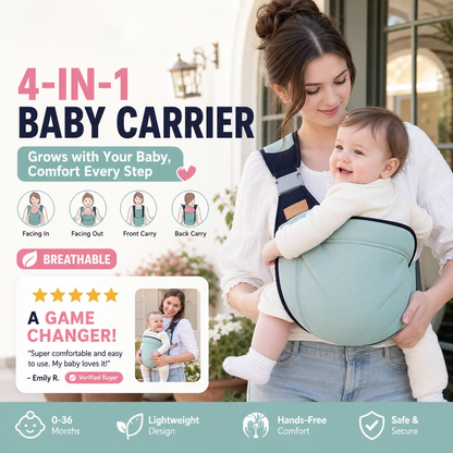 4-in-1 Breathable Baby Carrier – Comfortable Hands-Free Carrying for Parents