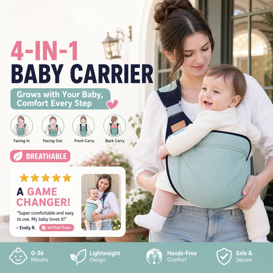 4-in-1 Breathable Baby Carrier – Comfortable Hands-Free Carrying for Parents
