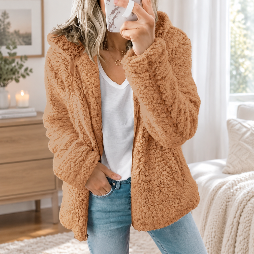 🌸🌸Women's Hooded Zip-Up Fuzzy Jacket