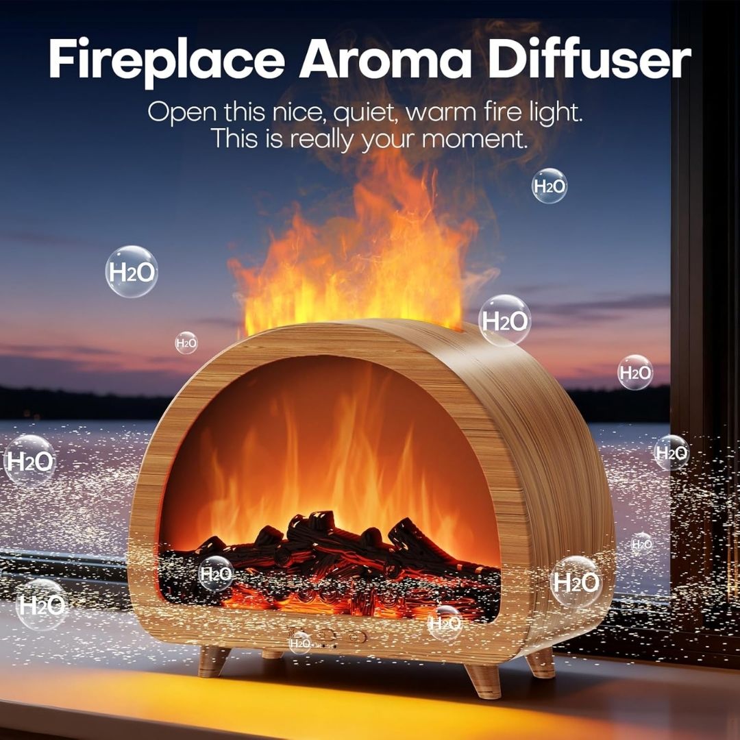 Cozy Fireplace Aroma Diffuser – Realistic Flame Effect & Relaxing Home Ambiance