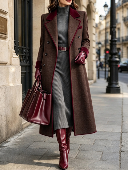 🤲LAST DAY SAVE 49% ⏰Elegant Herringbone Wool-blend Long Coat