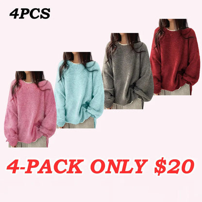 🤲Women's Drop Shoulder Split Hem Sweater