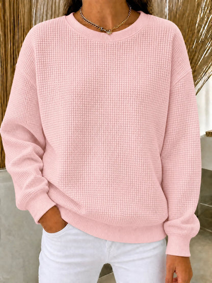 🤲CLEARANCE SALE🔥Women's Waffle Knit Crewneck Sweatshirt