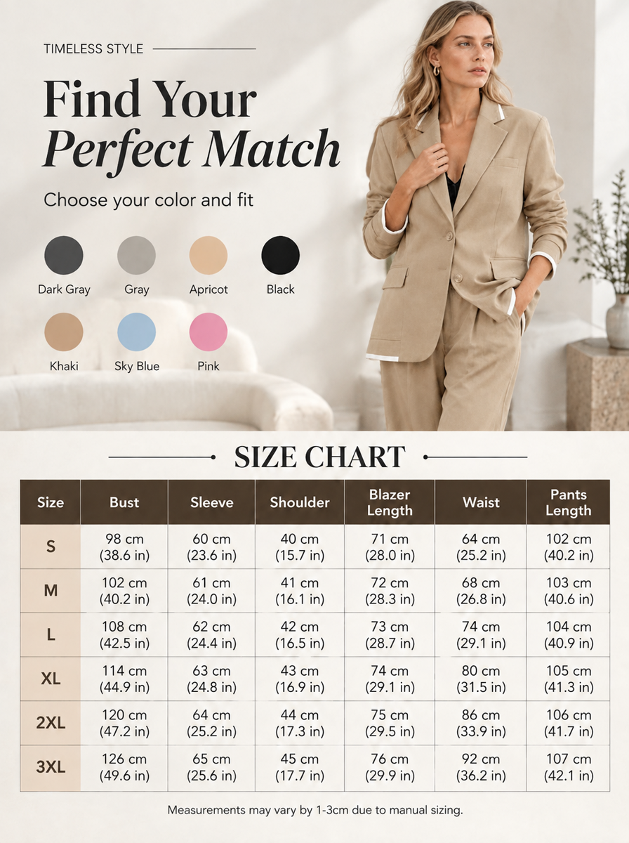 🌸🌸🛍️Fresh Launch Chic Commuter Suit Set – Oversized Tailored Blazer & Contrast Waistband Wide Leg Trousers
