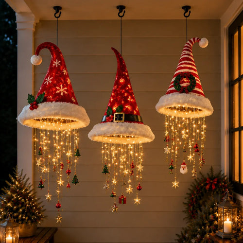 Lighted Santa Hat Hanging Decoration – Christmas LED Lights