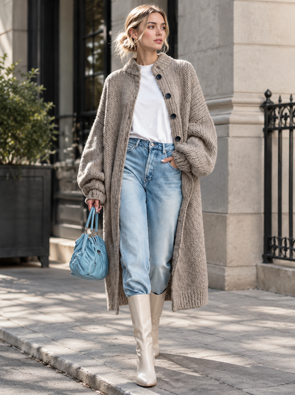 🌸🌸Cozy Length, Effortless Layers | Women's Chunky Knit Long Sweater Coat