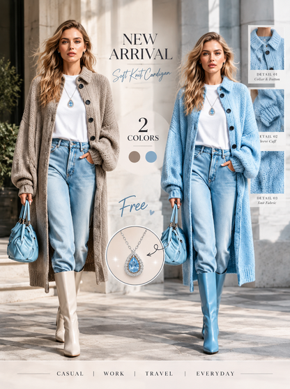 🌸🌸Cozy Length, Effortless Layers | Women's Chunky Knit Long Sweater Coat