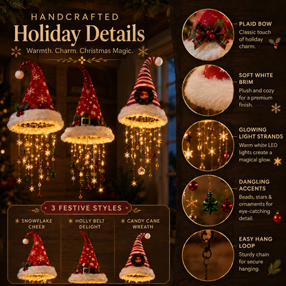 Lighted Santa Hat Hanging Decoration – Christmas LED Lights