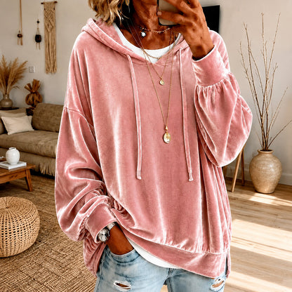 🤲🔥Limited-Time Promotion Women's Loose Velvet Drawstring Hoodie