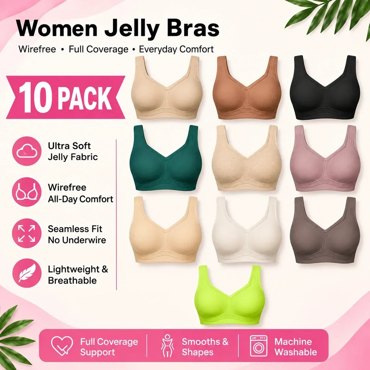 🤲⌛Limited-Time Offer - Women Jelly Bras Wirefree Full Coverage No Underwire