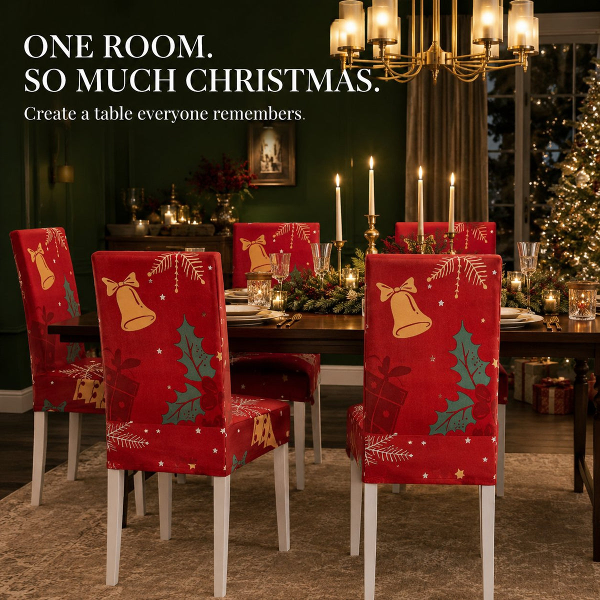 Christmas Dining Chair Covers – Stretch Holiday Chair Slipcovers