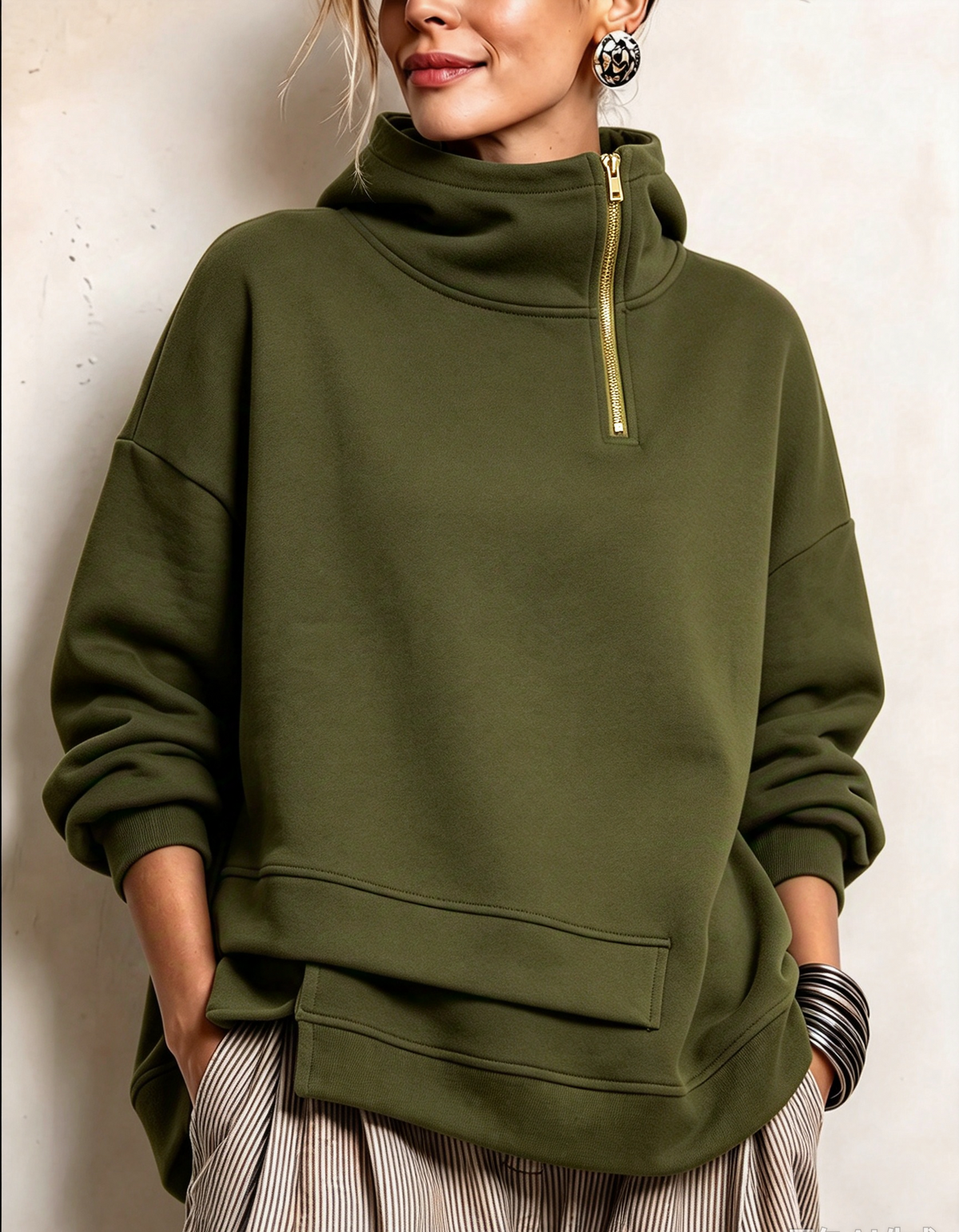 🤲LAST DAY SAVE 49% ⏰Modern Asymmetric High-Neck Casual Sweatshirt