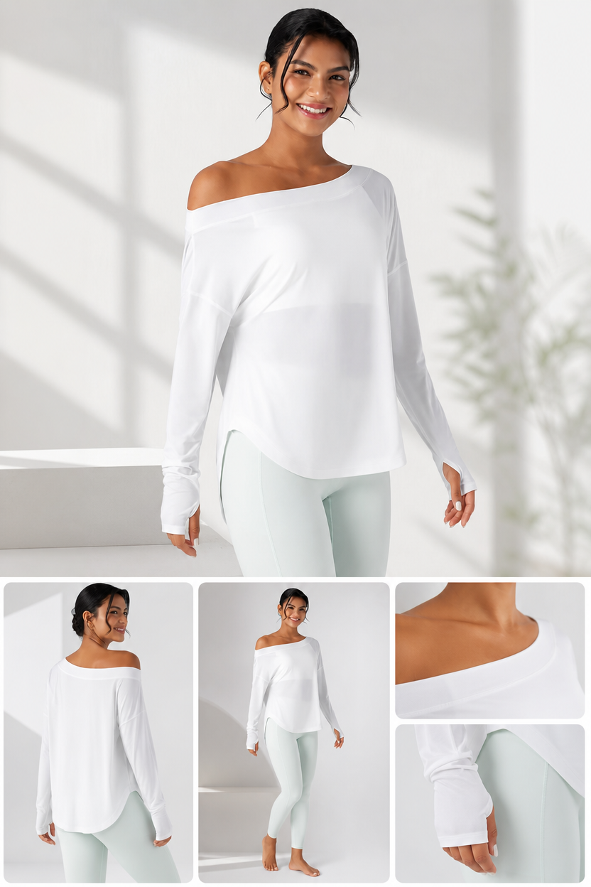 Hot Deal！🤍 One Shoulder Yoga Top with Built-in Bra ✨